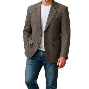 Kilburne & Finch 42R Men's Blazer Gray Suit Coat Jacket 2 Buttons 42 Regular